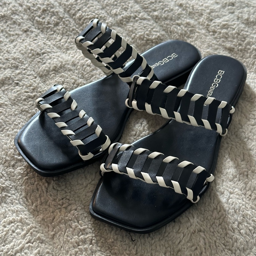 BCBGeneration Black and White Women's Sandals